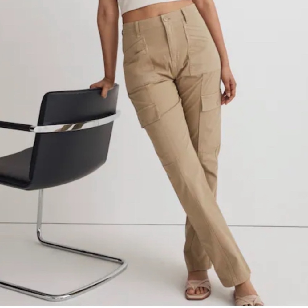 Madewell Garment-Dyed 90s Straight Leg Cargo Pant High Rise Khaki Tan Women's 27
